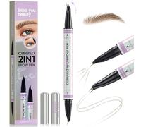 Intoo You 30° Curved Eyebrow Pencil, Magic 2 in 1 Eyebrow Pen Pro, Waterproof Eye Brow Pen with 2 Tips, Vivid Microblading Brow Pencils for Women, Last All Day Makeup (Brown)