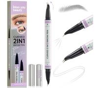 Intoo You 30° Curved Eyebrow Pencil, Magic 2 in 1 Eyebrow Pen Pro, Waterproof Eye Brow Pen with 2 Tips, Vivid Microblading Brow Pencils for Women, Last All Day Makeup (Grey)