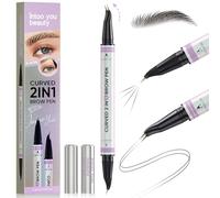 Intoo You 30° Curved Eyebrow Pencil, Magic 2 in 1 Eyebrow Pen Pro, Waterproof Eye Brow Pen with 2 Tips, Vivid Microblading Brow Pencils for Women, Last All Day Makeup (Black)