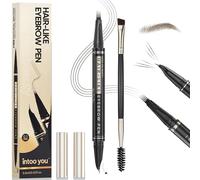 Intoo You 30° Curved Eyebrow Pencil, Magic 2 in 1 Eyebrow Pen Pro, Waterproof Eye Brow Pen with 4 Tips, Vivid Microblading Brow Pencils for Women, Last All Day Makeup (Dark Brown)