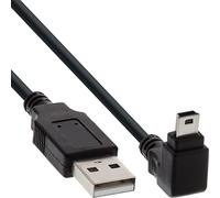 InLine® USB 2.0 Mini Cable USB-A Male to Mini USB-B Male 5-Pin90 ° Downward Angled Black 2 m 8