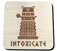 INTOXICATE DOCTOR WHO DALEK INSPIRED WOODEN BEER MAT DRINK COASTER GIFT IDEA