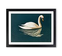 Intoxicating Swan Framed Print | A2 Black Framed Wall Art | Ready to Hang | Modern Animal Picture | Living Room Bedroom Lounge Office