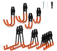Intpro 12pack Steel Garage Storage Utility Double Hooks Organizer Heavy Duty Wall Mount Tool Holder for Organizing Power Tools Ladders Bulk Items