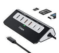 intpw USB C Hub 10Gbps, 9-in-1 USB C Docking station with 4K@60Hz HDMI, Type-C & 2 Type-A 3.2, 2 USB-A 2.0, PD 100W, SD/TF Port, Black Aluminum USB Hub for Laptop/iPhone 16/15 Series, MacBook Air/Pro