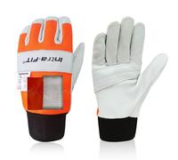 Intra-FIT Chainsaw Gloves Saw Protectionon on Left Hand Back, Cut-resistance Gloves EN ISO 11393-4, CLASS 0, EN 388: 3133X, Cowleather Palm