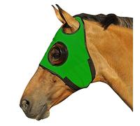 Intrepid International Horse Mask - Quarter Cup Blinker Hood for Racing & Training, Stretchable Material, Touch Tape Closure, Blinders, Limited Side and Back Visibility Aid - Green