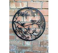 Intricate Black Metal Bird On Branch Wildlife Garden Wall Art Gift Tree Of Life Robin
