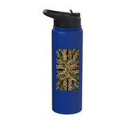 Intricate Celtic Knot Pattern in Green and Brown Earthy Tone Stainless Steel Insulated Water Bottle