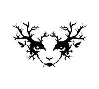 Intricate Deer Antler face Design Vinyl Wall Decals 57.6x92.5cm Removable Without Leaving Glue Black