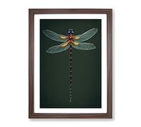 Intricate Dragonfly Framed Print for Living Room Bedroom Home Office Décor, Wall Art Picture Ready to Hang, Walnut A2 Frame (64 x 46 cm)