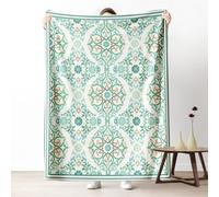 Intricate Floral Blanket for Bed Couch, Mandala Vintage Boho Microfiber Blanket Queen 78x86 Inch, Medallion Ornament Fleece Throw Blankets Soft Warm Cozy for Fall Picnic Camping Travel