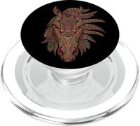 Intricate Floral Feather Horse Lovers Mandala PopSockets PopGrip for MagSafe