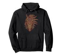 Intricate Floral Feather Horse Lovers Mandala Pullover Hoodie