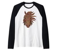 Intricate Floral Feather Horse Lovers Mandala Raglan Baseball Tee