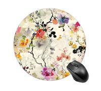 Intricate Floral Pattern Mouse Pad - Ultra Thin, 7.8 Inch Round Mousepad with Non-Slip Rubber Base, Waterproof Mouse Mat for Office, Gaming