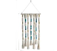 Intricate Handwoven Tapestry 43cm Unique Wall Art | Clean line patterns, minimalist design, bohemian flair, golden color, for versatile wall accent