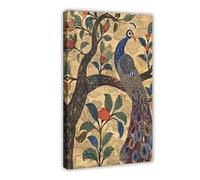 Intricate Kalamkari - Artisan-Created Textile Print Canvas Poster Bedroom Decor Landscape Office Room Decor Gift 16x24inch(40x60cm)