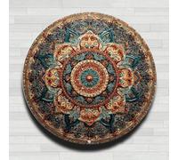 Intricate Mandala Design Rich Jewel Tones Vintage Rustic Aluminum Metal Round Wall Sign, No Real Clock, 8-inch Indoor Outdoor Gifts And Decor for Home, Office, Cafe & Yard