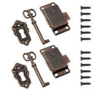 Intricate Patterned Cabinet Locks with Key Designed for Vintage Wooden Storage Solutions 2 Pack