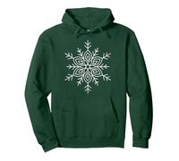 Intricate Snowflake Geometric Winter Mandala Outline Art Pullover Hoodie, Adult Unisex, Dark Green, Small