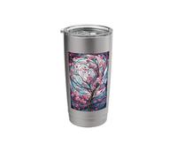 Intricate Stained Glass Flowering Tree with Blossom Stainless Steel Insulated Tumbler