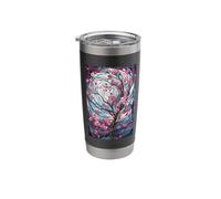 Intricate Stained Glass Flowering Tree with Blossom Stainless Steel Insulated Tumbler