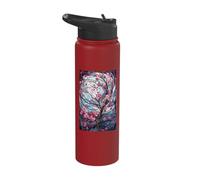 Intricate Stained Glass Flowering Tree with Blossom Stainless Steel Insulated Water Bottle