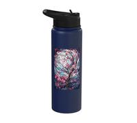 Intricate Stained Glass Flowering Tree with Blossom Stainless Steel Insulated Water Bottle