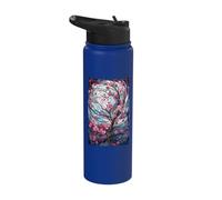 Intricate Stained Glass Flowering Tree with Blossom Stainless Steel Insulated Water Bottle