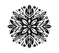 Intricate Symmetric and Floral Mandala Featuring Stylized Leaves dots and Geometric Patterns Vinyl Art Sticker 54.6x55.3cm Self Adhesive Black