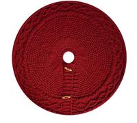 Intricate Texture and Secure Fit The Perfect 18 Inch Knitted Tree Skirt to Enhance Your Home's Festivities (Red)