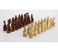 Intricately Detailed Viking Warriors Resin Chessmen Set - 32 Aged Finish Chess Pieces with Endless Knotwork Accented Bases - Viking Themed Home Accessories