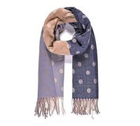 Intrigue Navy Blue Contrast Luxe Polka Dot Jaquard Blanket Scarf Yellow