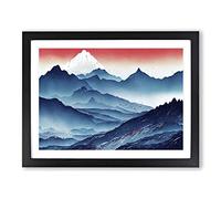Intriguing Painted Mountains Framed Print | A2 Black Framed Wall Art | Ready to Hang | Modern Landscape Picture | Living Room Bedroom Lounge Office