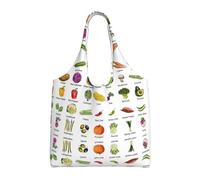 Introduction Of Various Vegetables Aesthetic Tote Bag For Girls : With Full-Page Printing For Women Lady Canvas Polyester Tote Bag
