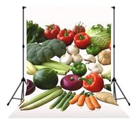 Introduction of Various Vegetables Backdrop for Photography,5 x 7 ft Fabric Background Photo Backdrop Curtain Drapes Screen Collapsible Seamless Photoshoot Props for Portraits Party Video Studio