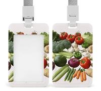Introduction of Various Vegetables Badge Holder with Lanyard, Vertical ABS Plastic ID Card Holder Fashion Name Badge Holders Office ID Card Protector for Teacher Nurse Employee Security Staff