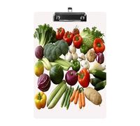 Introduction of Various Vegetables Clipboard Sturdy Low Profile Clip Clipboards Hanging Hole with Hanging Clipboard Acrylic Clip Board Holds 100 Sheets12.5x8.5In