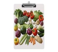 Introduction of Various Vegetables Clipboard Sturdy Low Profile Clip Clipboards Hanging Hole with Hanging Clipboard Acrylic Clip Board Holds 100 Sheets12.5x8.5In