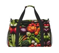 Introduction Of Various Vegetables Foldable Travel Duffel Bag Tote Carry On Luggage Bag For Weekend Getaways, For Spontaneous Trips, Black, One Size, Black, One Size