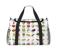 Introduction of various vegetables Hand Travel Bag - Large Reusable Shopping Tote Bag, Perfect for Outdoor Activities, Sports, Camping & Groceries, Black, One Size