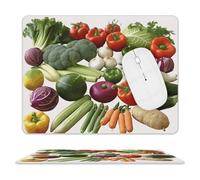 Introduction of Various Vegetables Mouse Pad, 10 X 8 Inch PU Leather Mousepad with Smooth Surface, Square Waterproof Mouse Mat Non-Slip Ultra Thin Desk Pad for Gaming, Office & Home