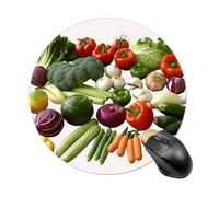 Introduction of Various Vegetables Mouse Pad with Non-Slip Rubber Base,Small Round Mousepad 7.8" Diameter,Mouse Mat for Computers, Laptop, Gaming, Office & Home