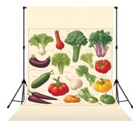 Introduction Of Various Vegetables Multi-Scene Photography Backdrop For Baby Shower, Portrait, Party, Video & Home Decoration - 5x7ft