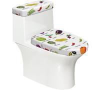 Introduction Of Various Vegetables Print 2 Pcs Elastic Toilet Seat Covers Set Washable Toilet Lid Cover Toilet Tank Cover For Bathroom