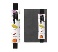 Introduction of Various Vegetables Print 2pcs Adjustable Elastic Band Pen Holder Pu Leather Pen Sleeve Pouch for Hardcover Journals, Notebooks for Back to School Gift