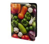 Introduction Of Various Vegetables Print 5.5in Passport Travel Document Wallet Case Stylish Secure Men Women For Travelers, Black, One Size