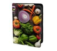 Introduction Of Various Vegetables Print 5.5in Passport Travel Document Wallet Case Stylish Secure Men Women For Travelers, Black, One Size