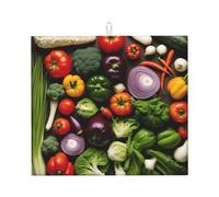 Introduction of Various Vegetables Print Absorbent Dish Drying Mat Kitchen Counter Coffee Bar Sink Pad Non-Slip Foldable